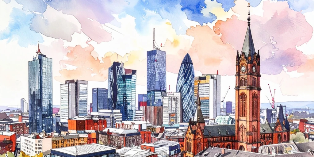 A painting of London's skyline