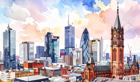 A painting of London's skyline