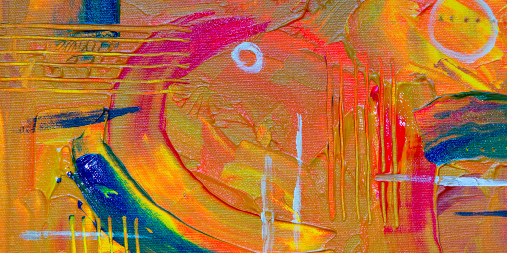 Modern Art Image - Brown background with swirls of different colours