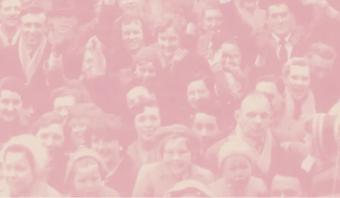 Old picture showing female football fans at a football match