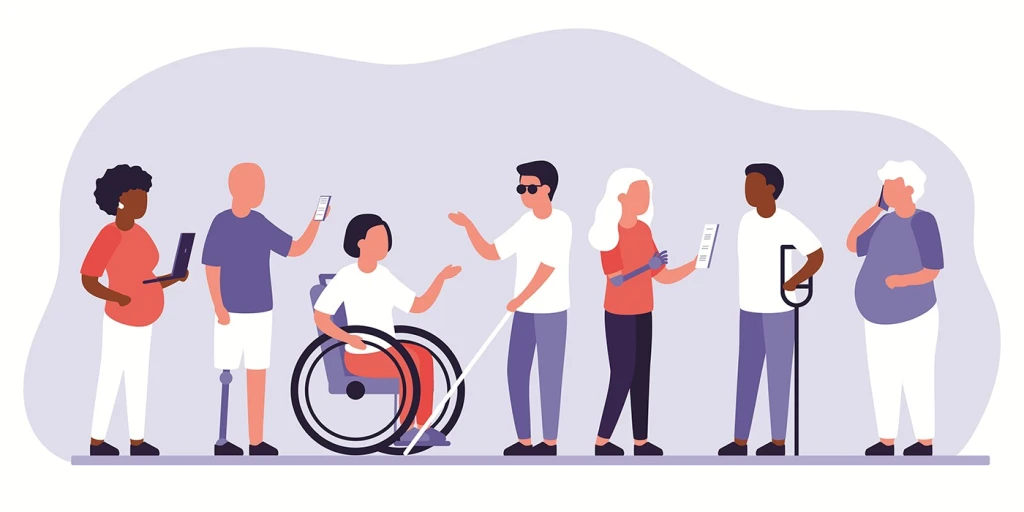 Illustration of various disabled people