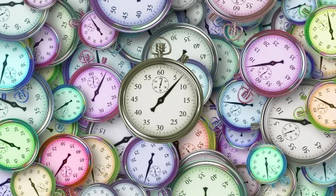 Image shows a variety of clocks with time displayed