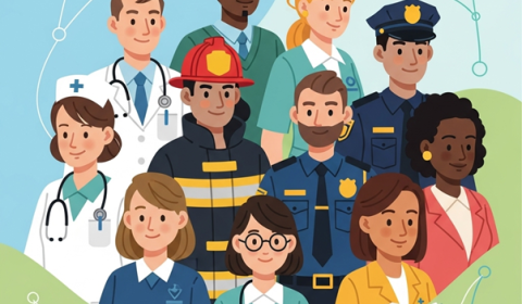 AI generated illustration of different professionals.